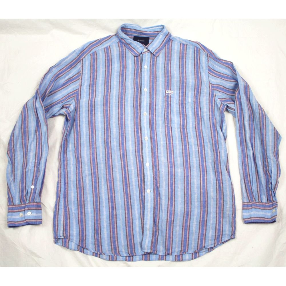 Faconnable Club Long Sleeve Button Linen Shirt - Picture 3 of 8